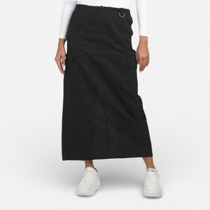 House of Harlow 1960 black rip stop cargo maxi skirt, size small